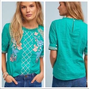 anthropologie maeve perennial embroidered top